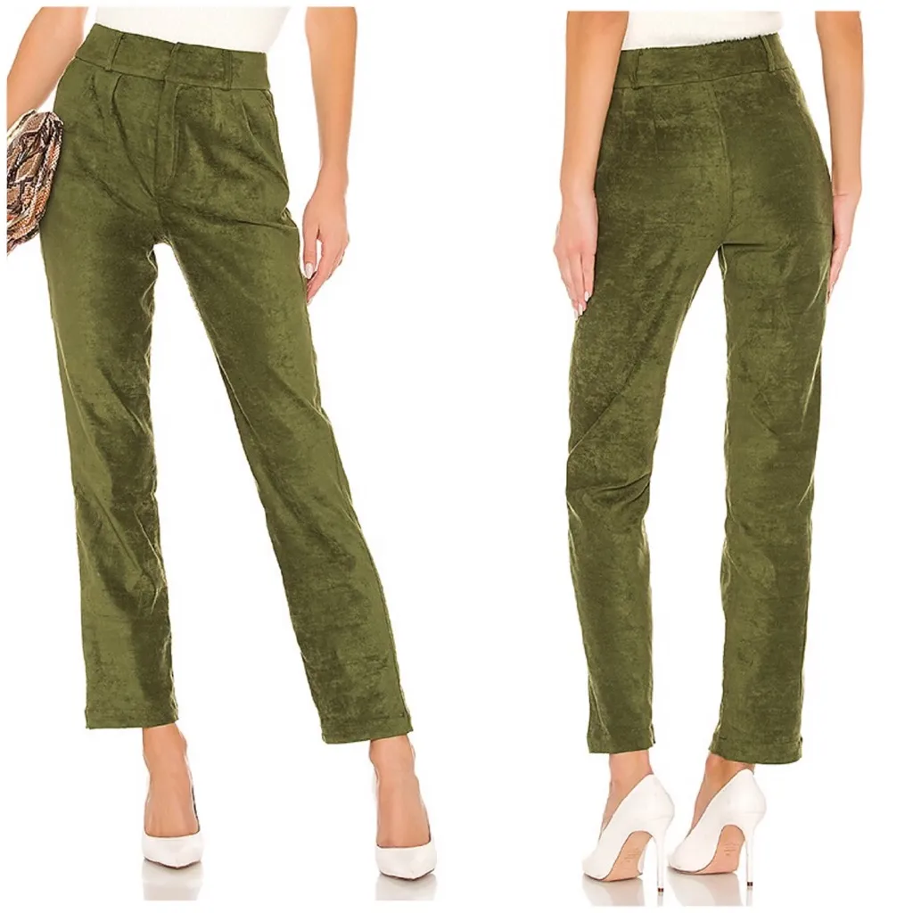Lovers + Friends Lilith Pants High Waisted Faux Suede‎ Olive Green Size XXS - Image 13