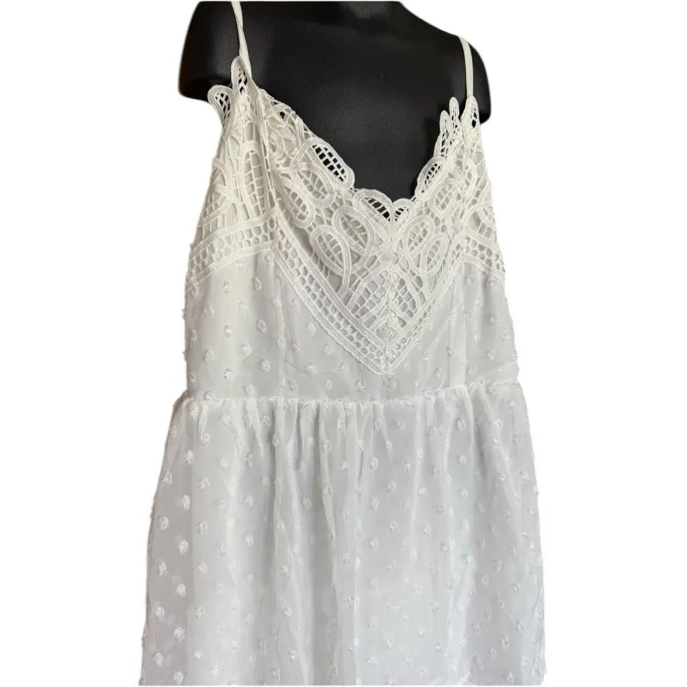 Womens Polagram White Sleeveless Semi-Sheer Polka Dot Layered Maxi Dress - Sz M - Image 2