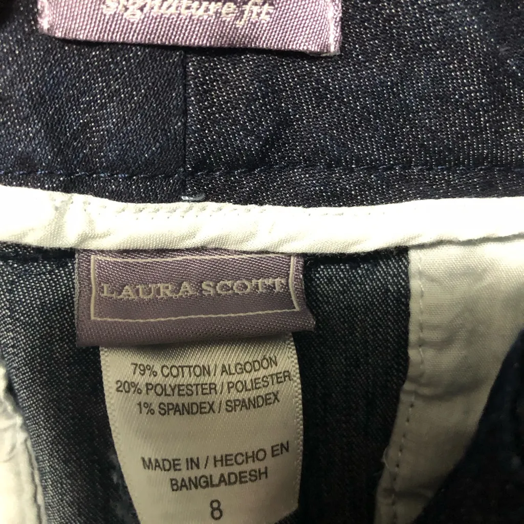Laura Scott signature fit jeans size 8 rolled‎ cuff dark blue wash pants - Image 5