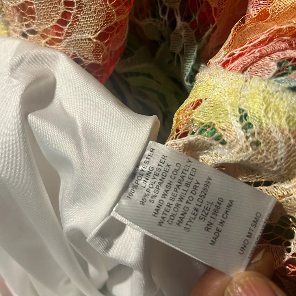 3 x $99 L’Atiste rainbow strapless lace bodycon midi dress size L NWT - Image 7