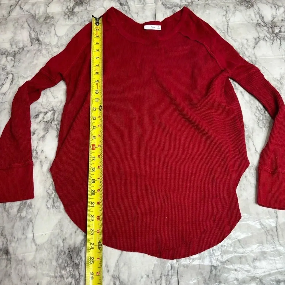 TNA Red Alder Thermal Waffle Knit Tee Long Sleeve Winter Lounge size XS Casual - Image 5