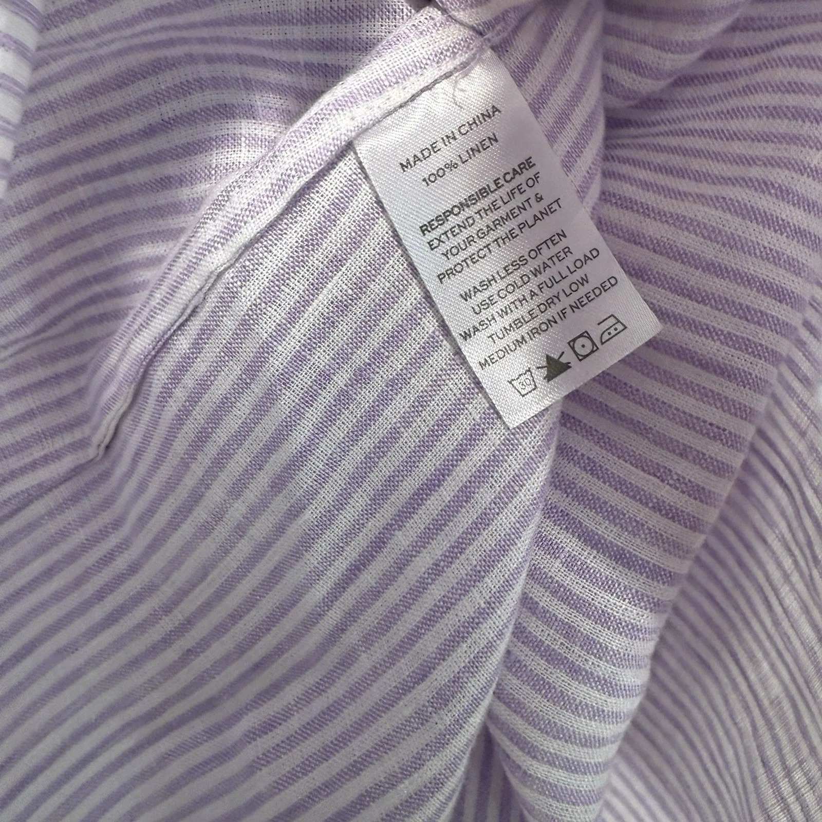 Hill House Home Athena Linen Nap Mini Dress in Lilac‎ Stripe Size XS - Image 5
