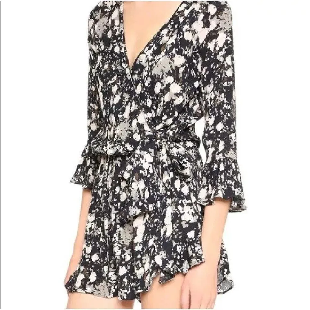 Free People‎ All The Right Ruffles Romper in Ivory Black, Size XS - Image 9