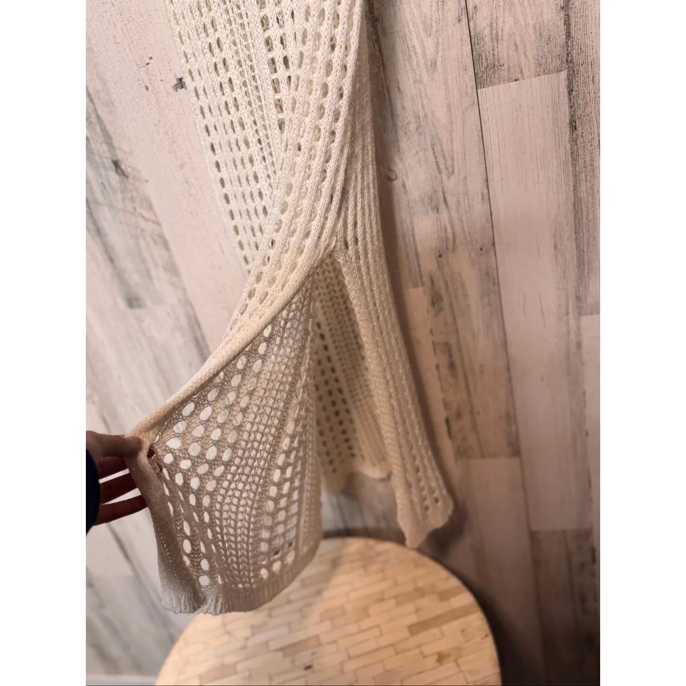 Paradise USA Ivory Knit Maxi Dress | Crochet Beach Cover Up Boho Resortwear Size White Size M - Image 6