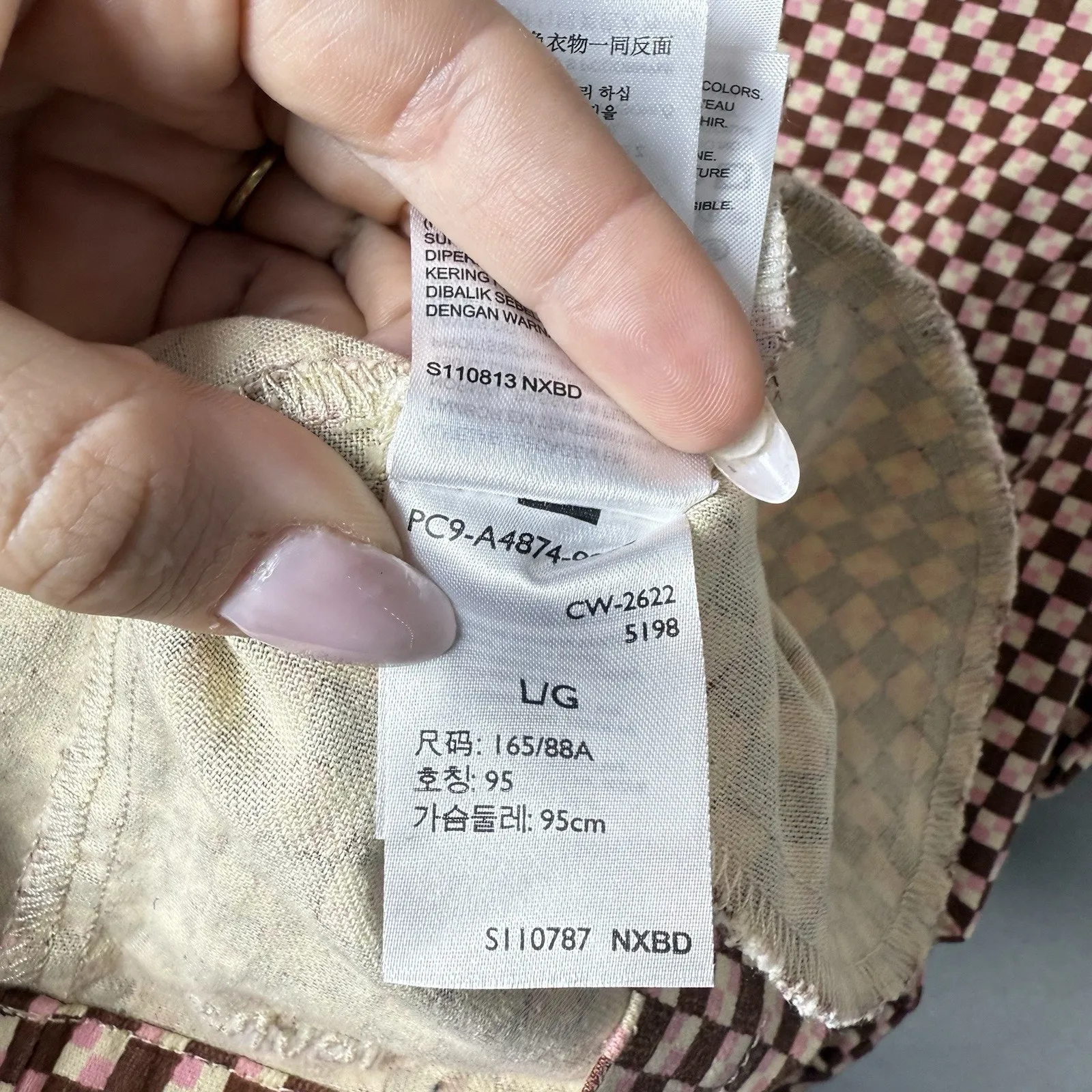 Levi's Womens Mini Dress Square Neck Cotton Pink Checkered Casual Size L - Image 6