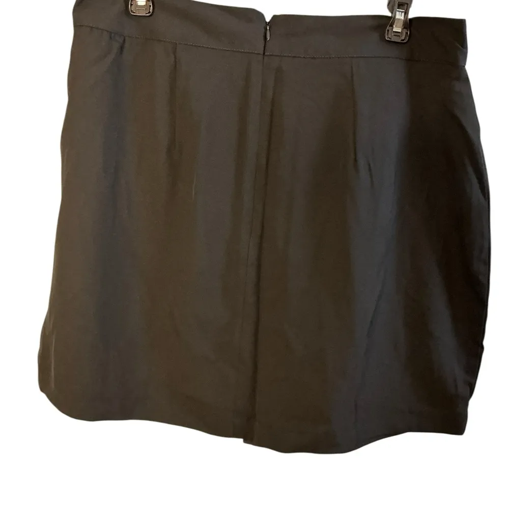 Brown and Green Asymmetrical Mini Skirt with Slit Size undefined - Image 2