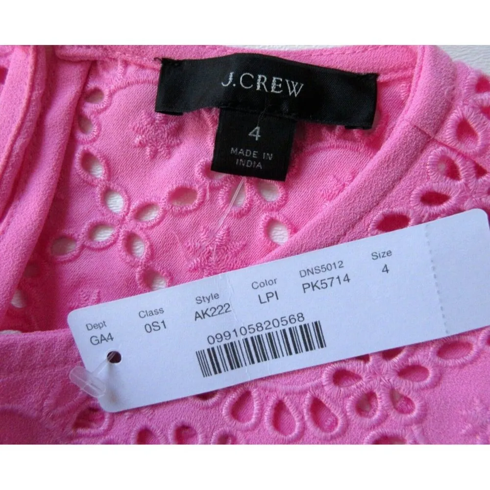 NWT J.Crew Laser-cut Eyelet Shift in Larkspur Pink 365 Crepe Dress 4 - Image 4