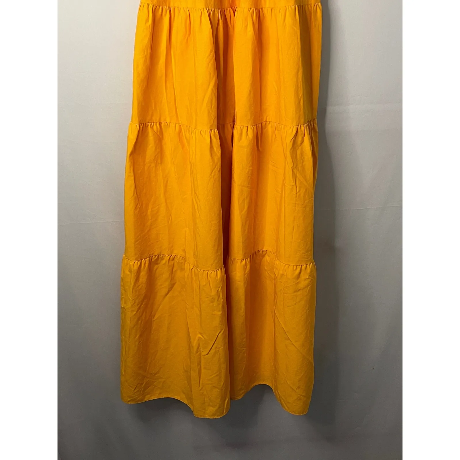 EXPRESS Maxi Dress Puff Sleeve Smocked Waist Tiered Skirt Yellow Orange XS - Image 4