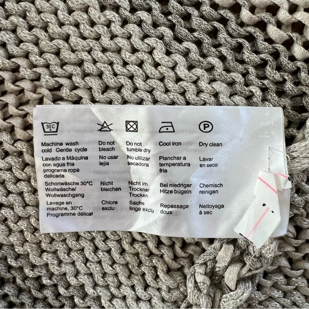 Womens Vintage Esprit Striped Knit Grey Silver Cardigan Sweater Top Deadstock M - Image 5