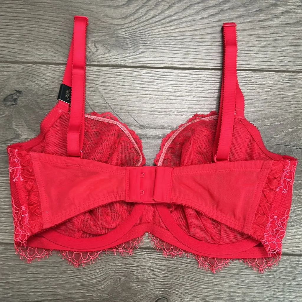 Victoria’s Secret Dream Angels 2016 Red Lace Unlined Demi Bra Size 32DD‎ - Image 5