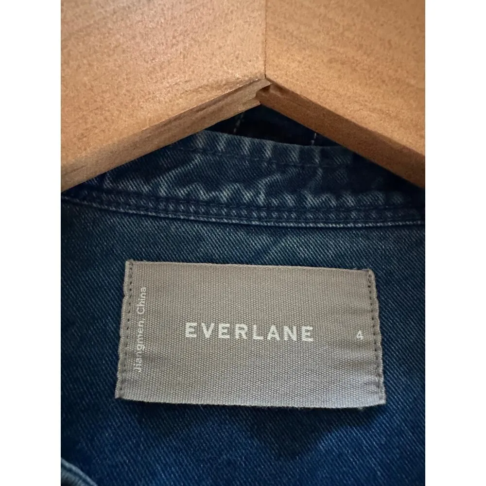 Everlane The Splitneck Jean Denim Boxy Shift Above Knee Dress sz 4 Small - Image 5
