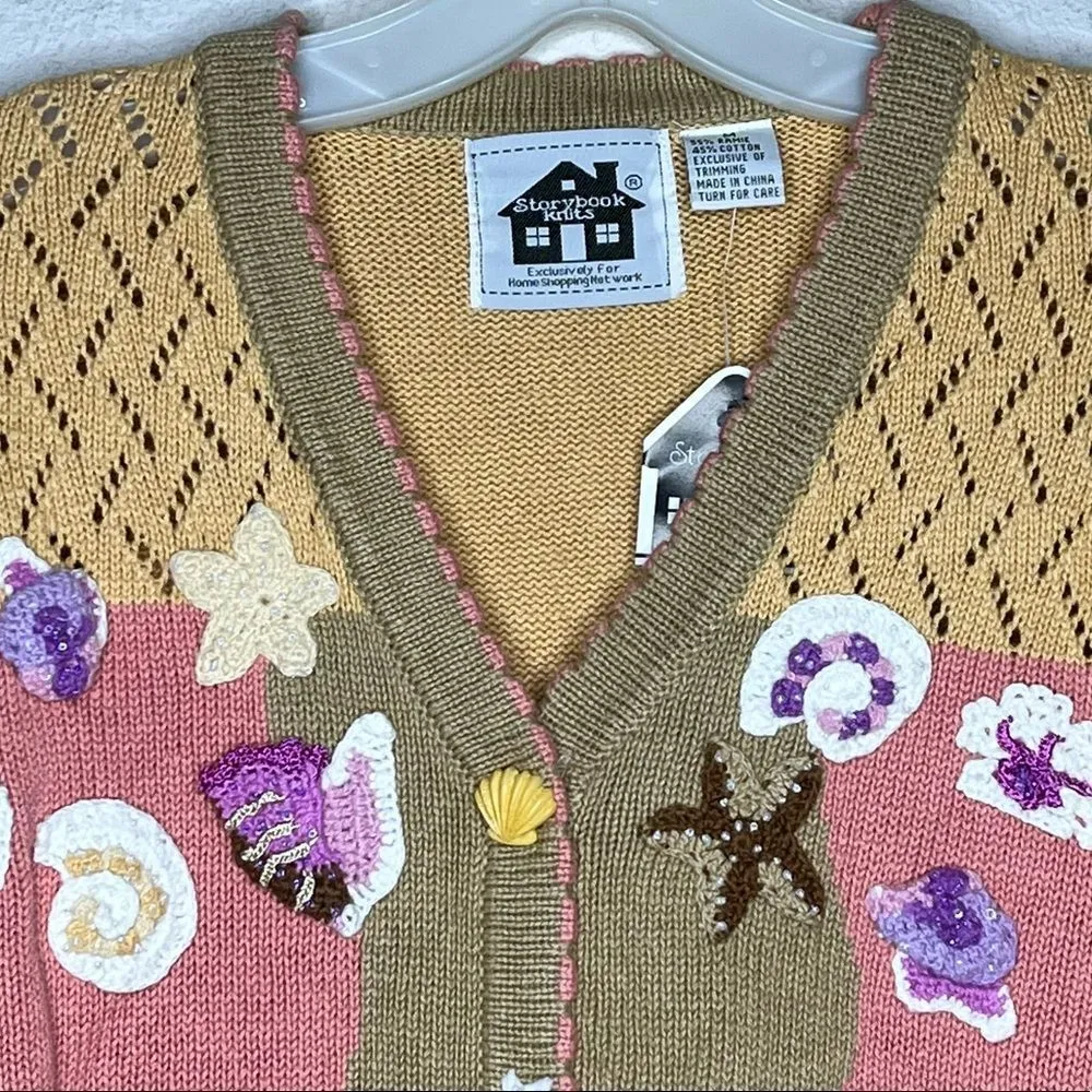 Vintage Storybook Knits Cardigan‎ Sweater nwt Pink Size M - Image 3