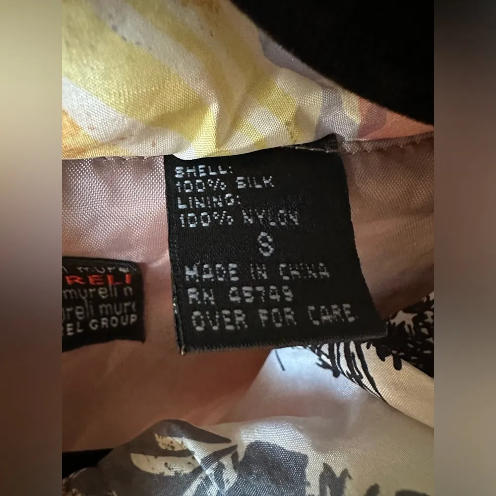 Women’s Mureli 100% Silk Windbreaker Bomber Jacket Multicolored Lined Collared Size 8 - Image 3