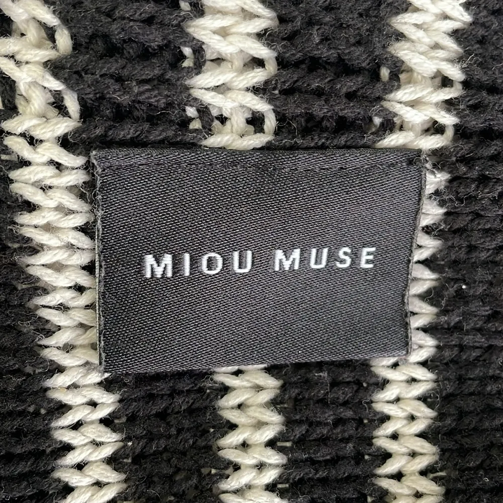 Miou Muse Oversized Stripe Knit Sweater Black Size L - Image 6