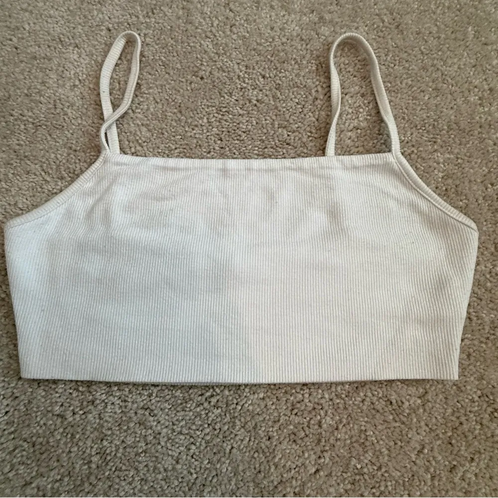 Joah Brown White Ribbed Crop Top! - Image 2