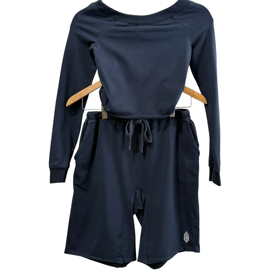 NWT Free People FP Movement Navy Blue Hot Shot Easy Set ‎ Crop Top / Shorts XS - Image 5