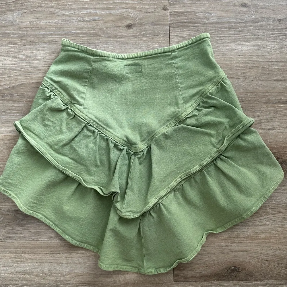 MOTHER The Ruffle Mini Skirt Size 26 Green - Image 6