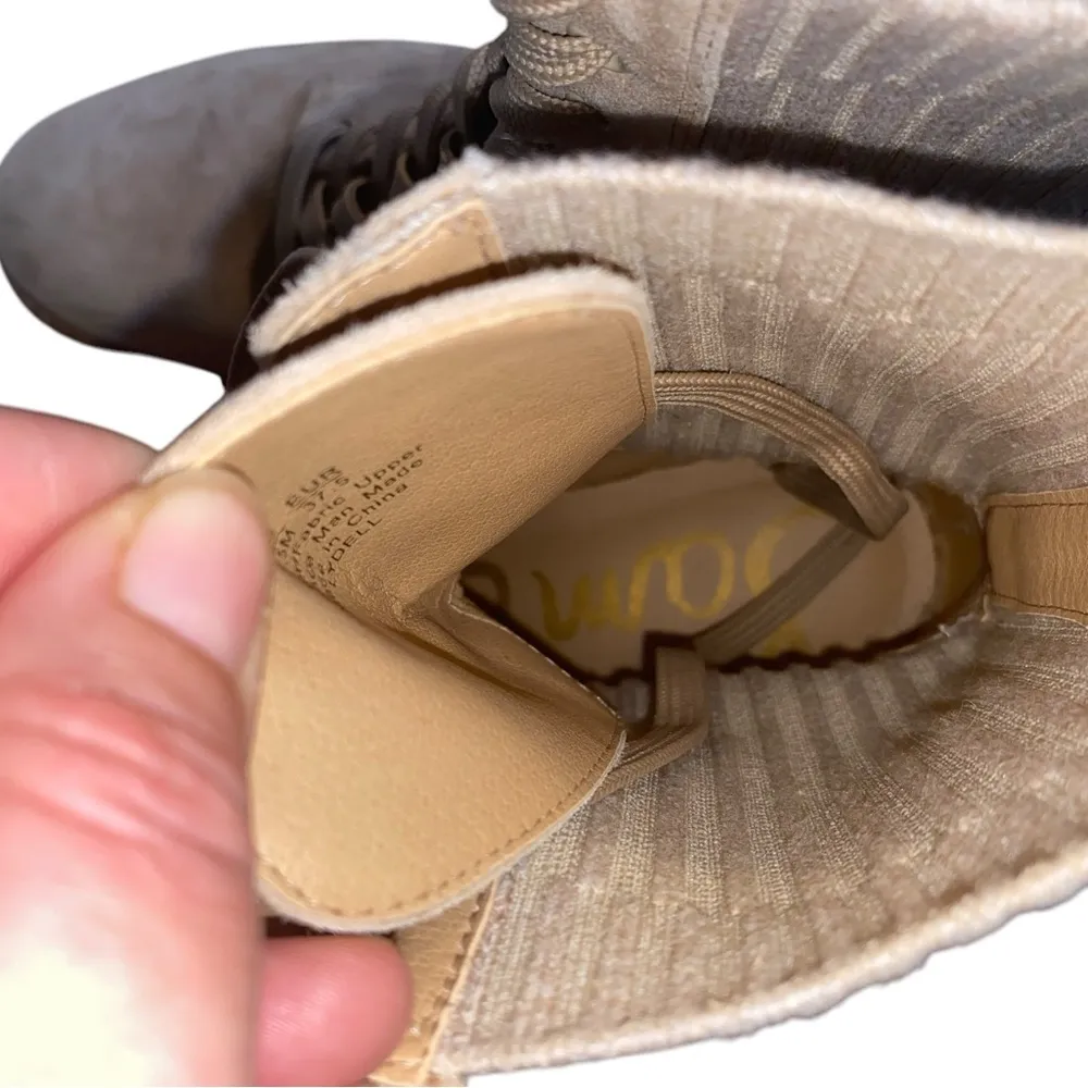 Sam Edelman Tan Suede Leather Knit Lydell Combat Boot Boho Grunge Winter 90s - Image 10