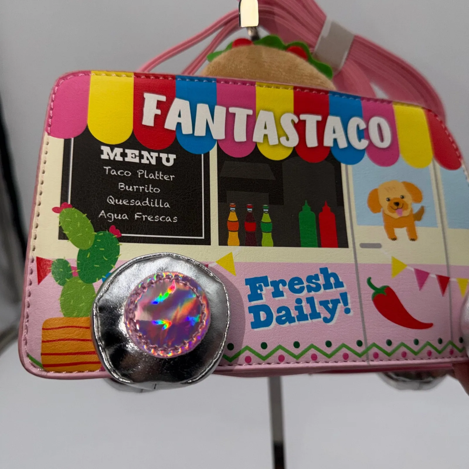 Fantastico Taco Truck Purse Pink Crossbody Bag Cute Novelty Fun - Image 8