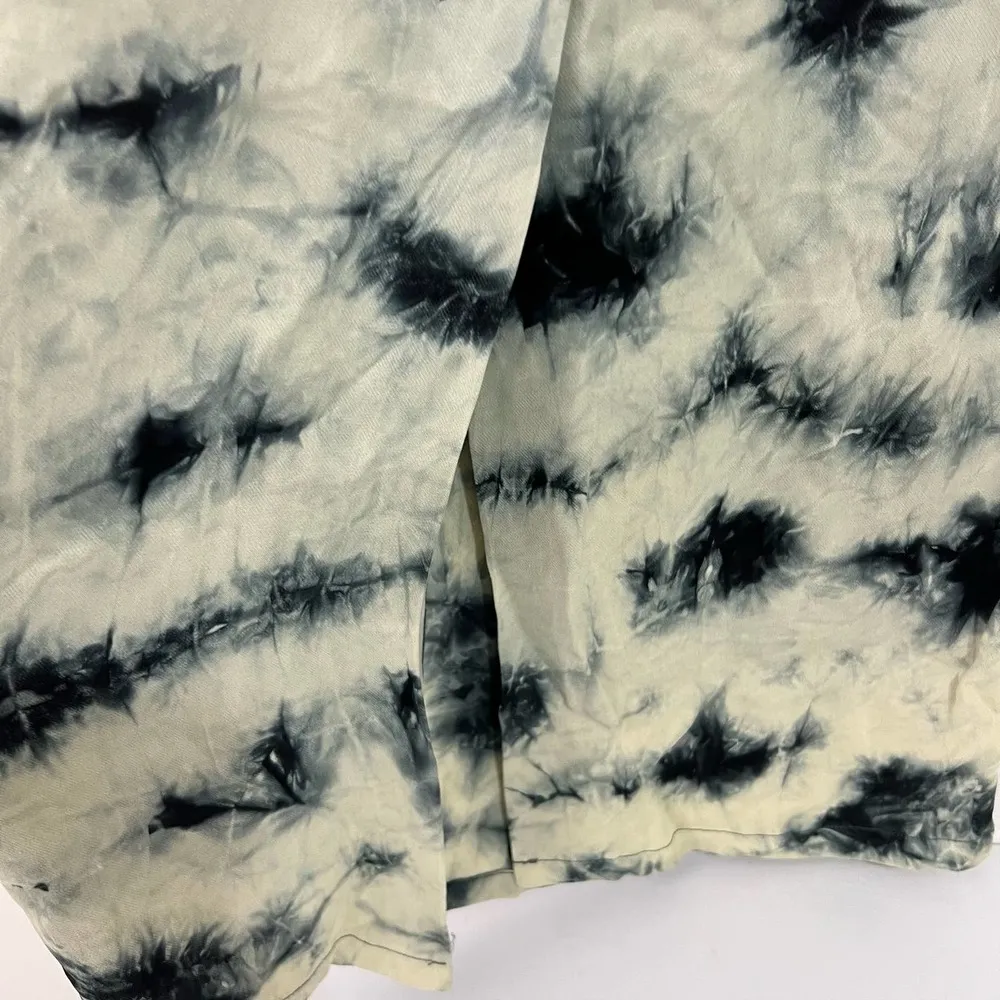 Zara Batik Green Blue Tie Dye Crinkle Midi Sirt Size Small - Image 6