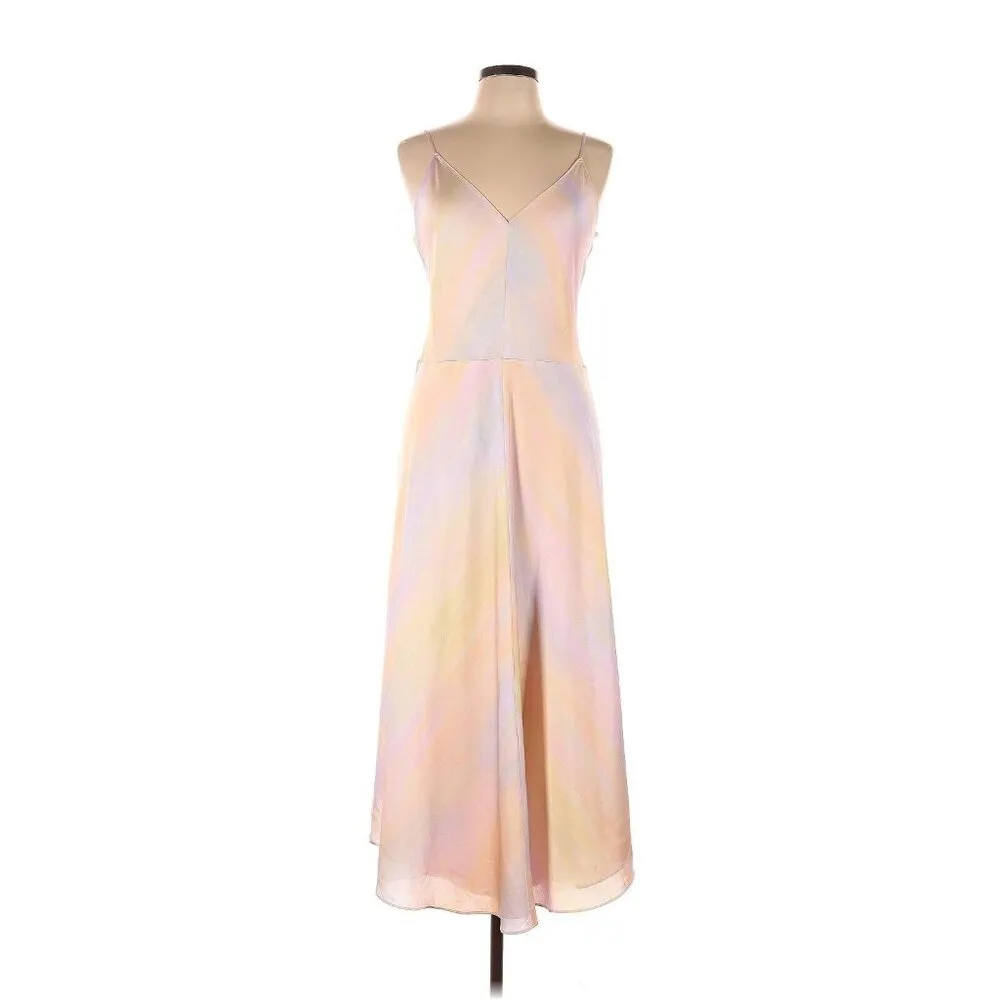 NWT Vince Satin Slip Midi in Rainbow Wash Cami Tank Dress L $365 - Image 7