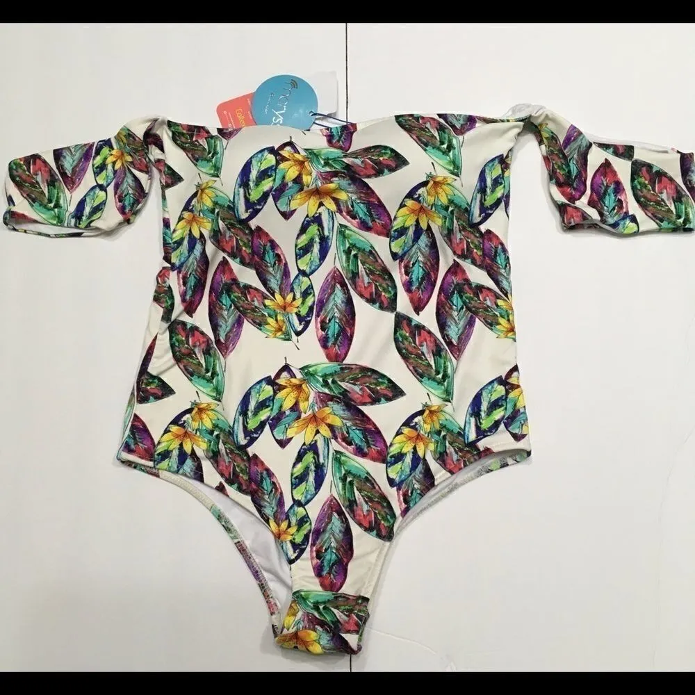 Maryssil Beach leaf swimsuit with sleeve. NWT Yellow - Image 6