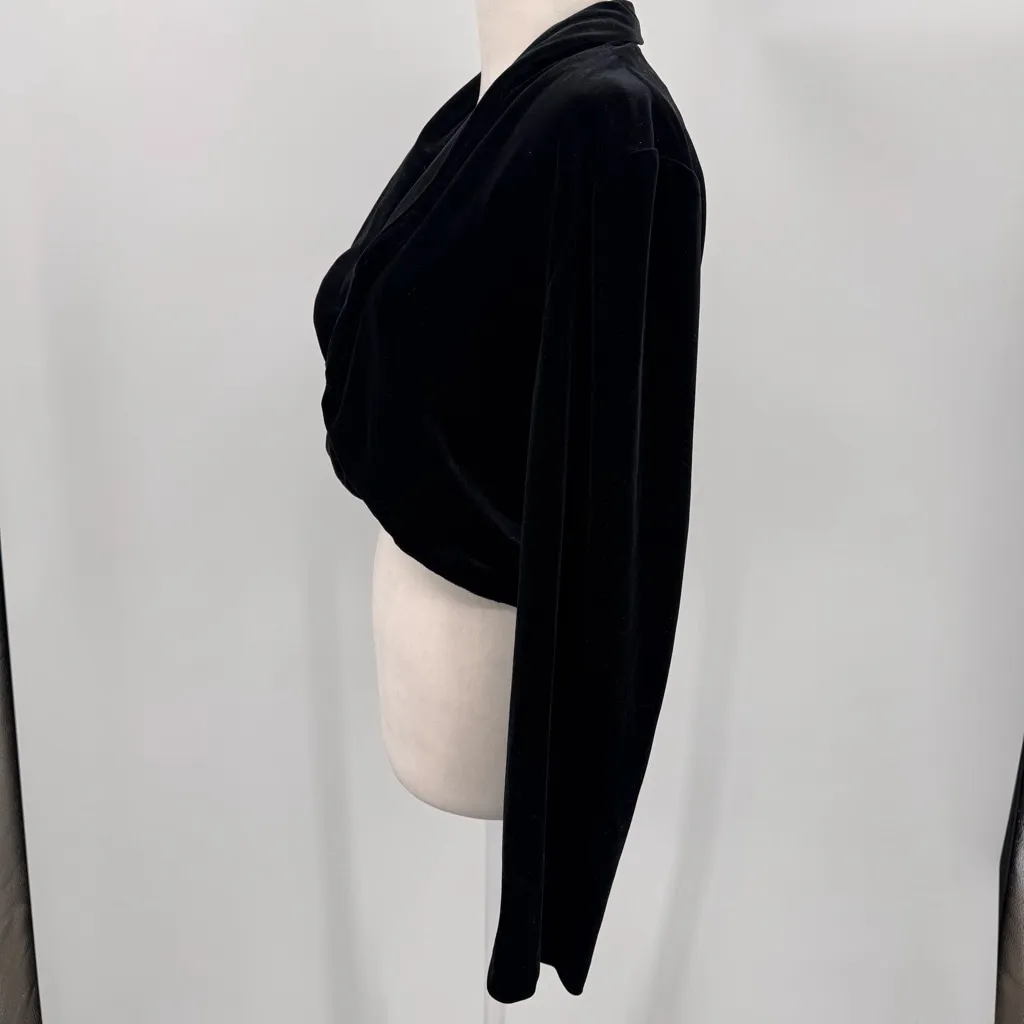 Vintage Black Velvet Bolero Jacket Shrug 90s Y2K Made in the USA Size 10 Medium - Image 3