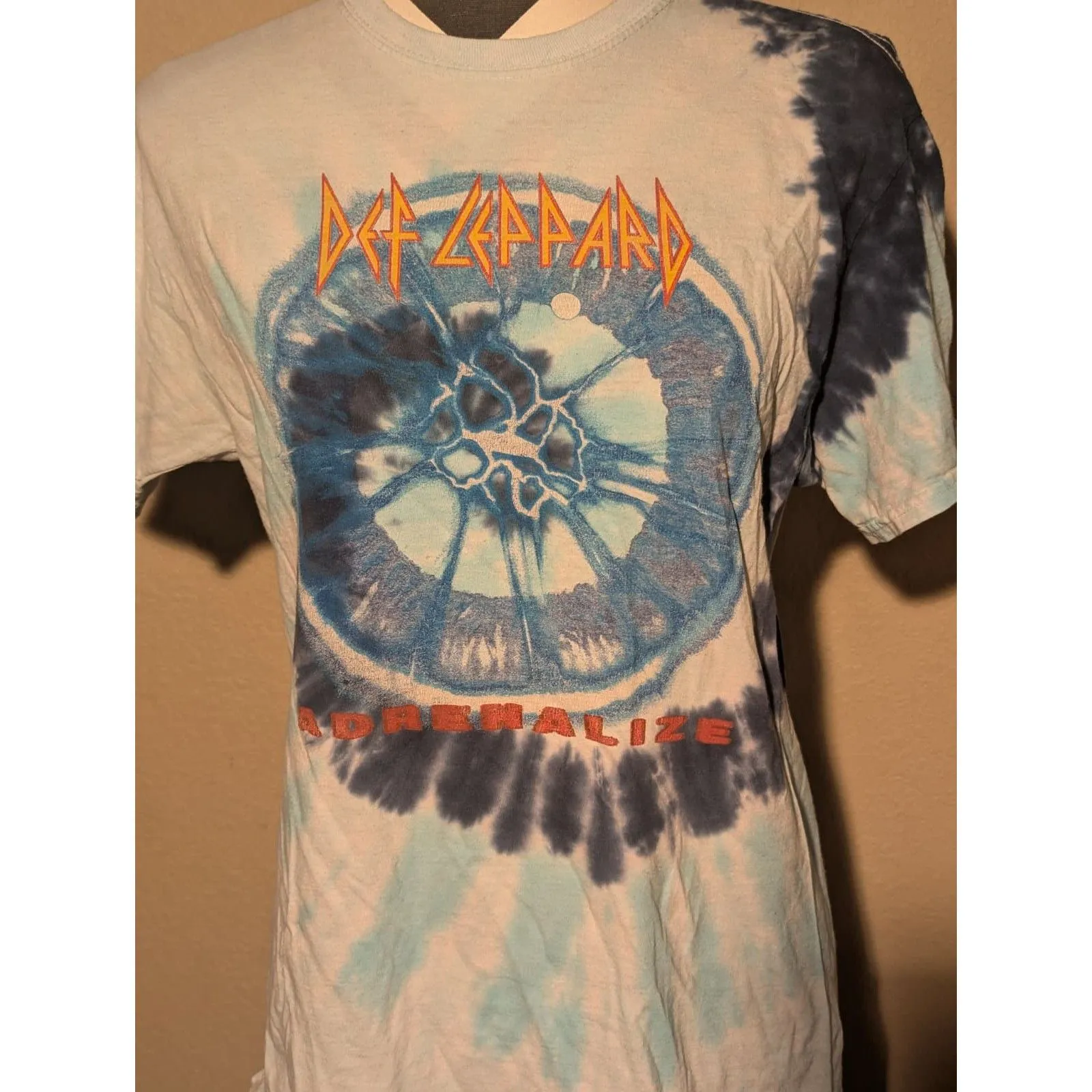 Def Leppard Adrenalize S Blue Tie Dye Graphic T-Shirt - Image 2