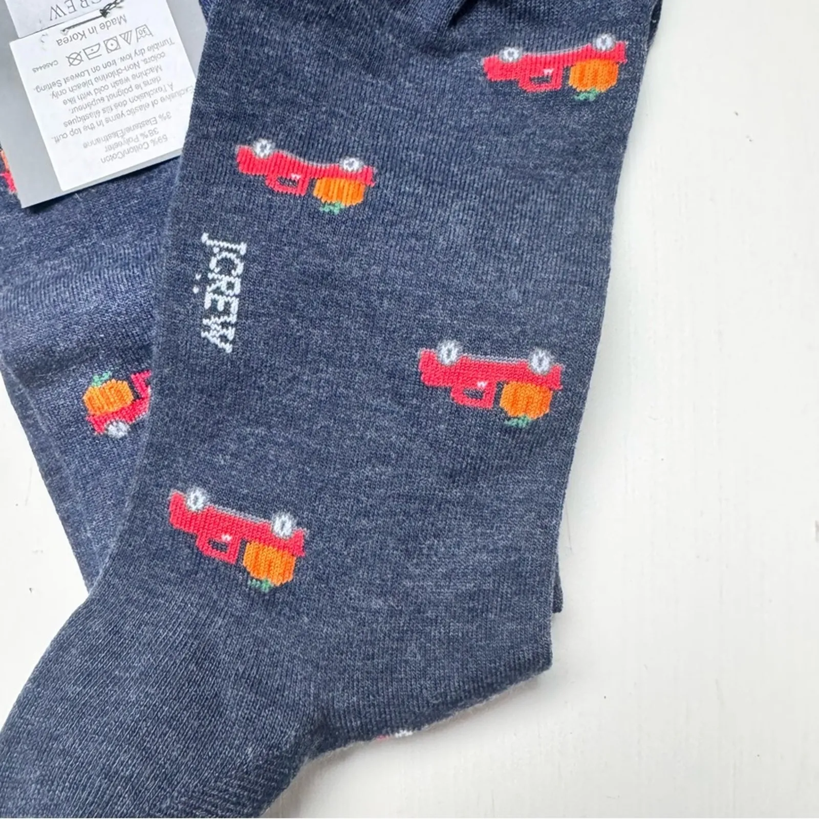 J.Crew  Fall Theme Multi-color Truck and Pumpkin Trouser Socks - Image 3