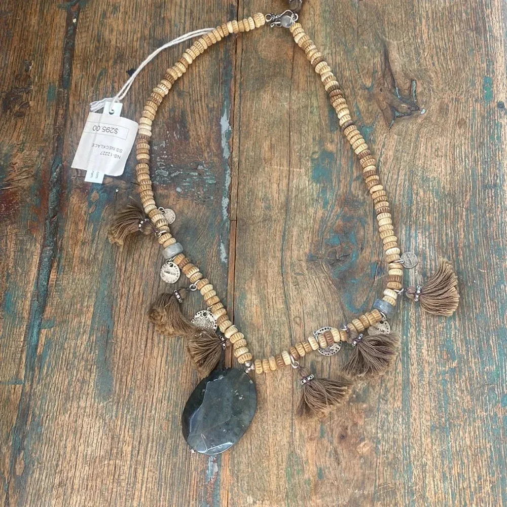 Chan Luu sterling silver beaded tassel necklace NWT - Image 5