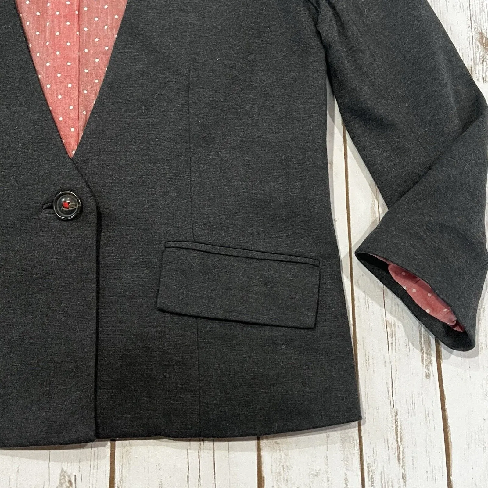 Anthropologie Cartonnier Blazer Jacket L‎ Ponte Knit Coat Single Button Career Gray Size L - Image 4
