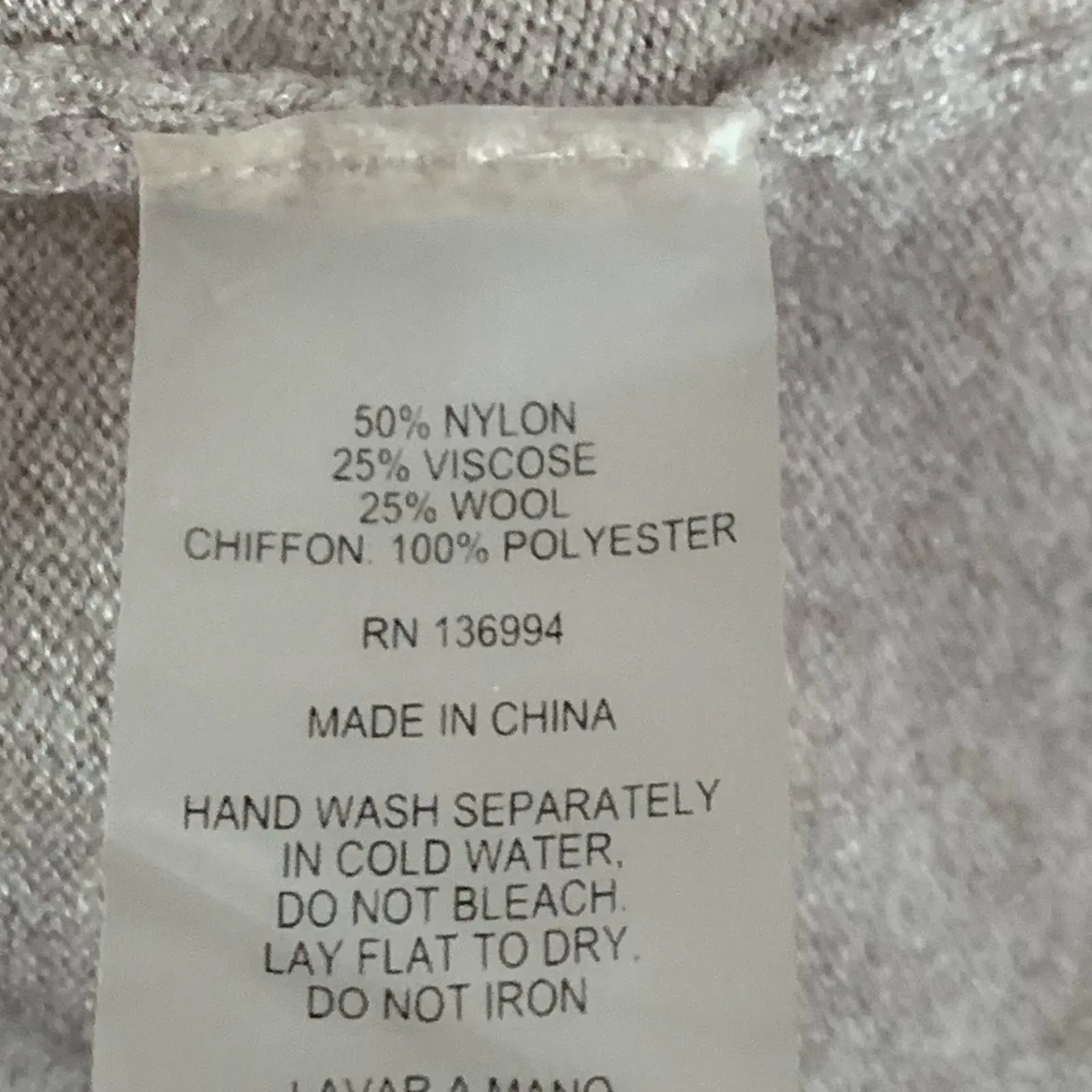 Vita Milano M Wool Blend Sweater Light Brown Pleated Chiffon Cuffs 3/4 Sleeve Size M - Image 4