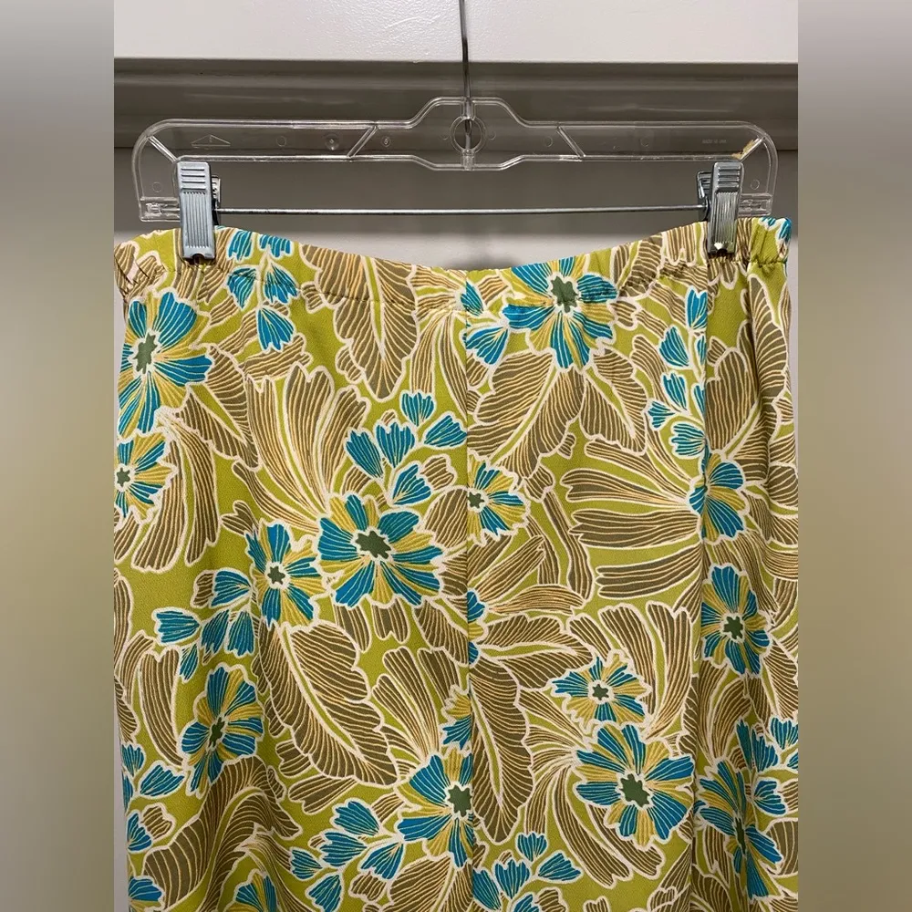 Vintage Retro 80s 90s  Lime Green Floral Print Maxi Skirt - Image 5