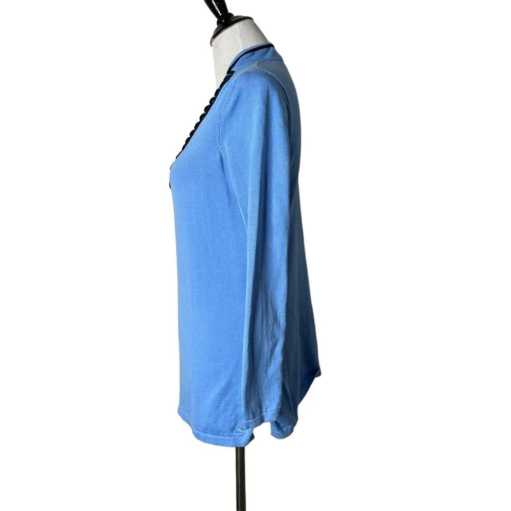 Vineyard Vines Sweater knit Top Blue Women Size M Embroidered Scroll‎  Preppy - Image 8