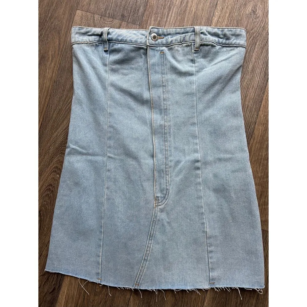 PrettyLittleThing Denim Strapless Mini Dress US Size 8 - Image 6