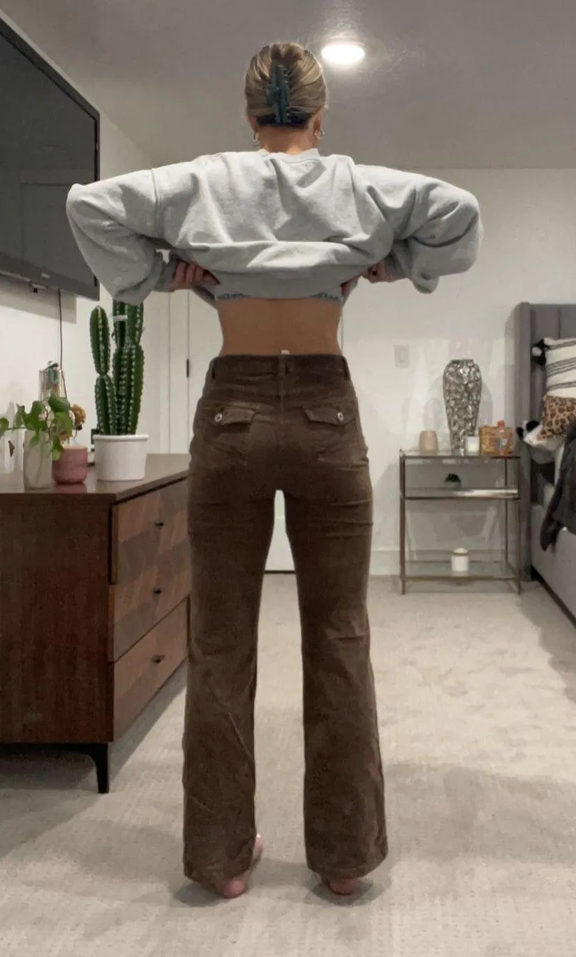 Faded Glory Corduroy Brown Flared Jeans - Image 2