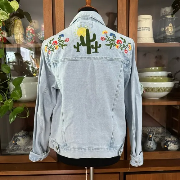 Forever 21 Denim Cactus & Floral Embroidered Jacket - Image 2