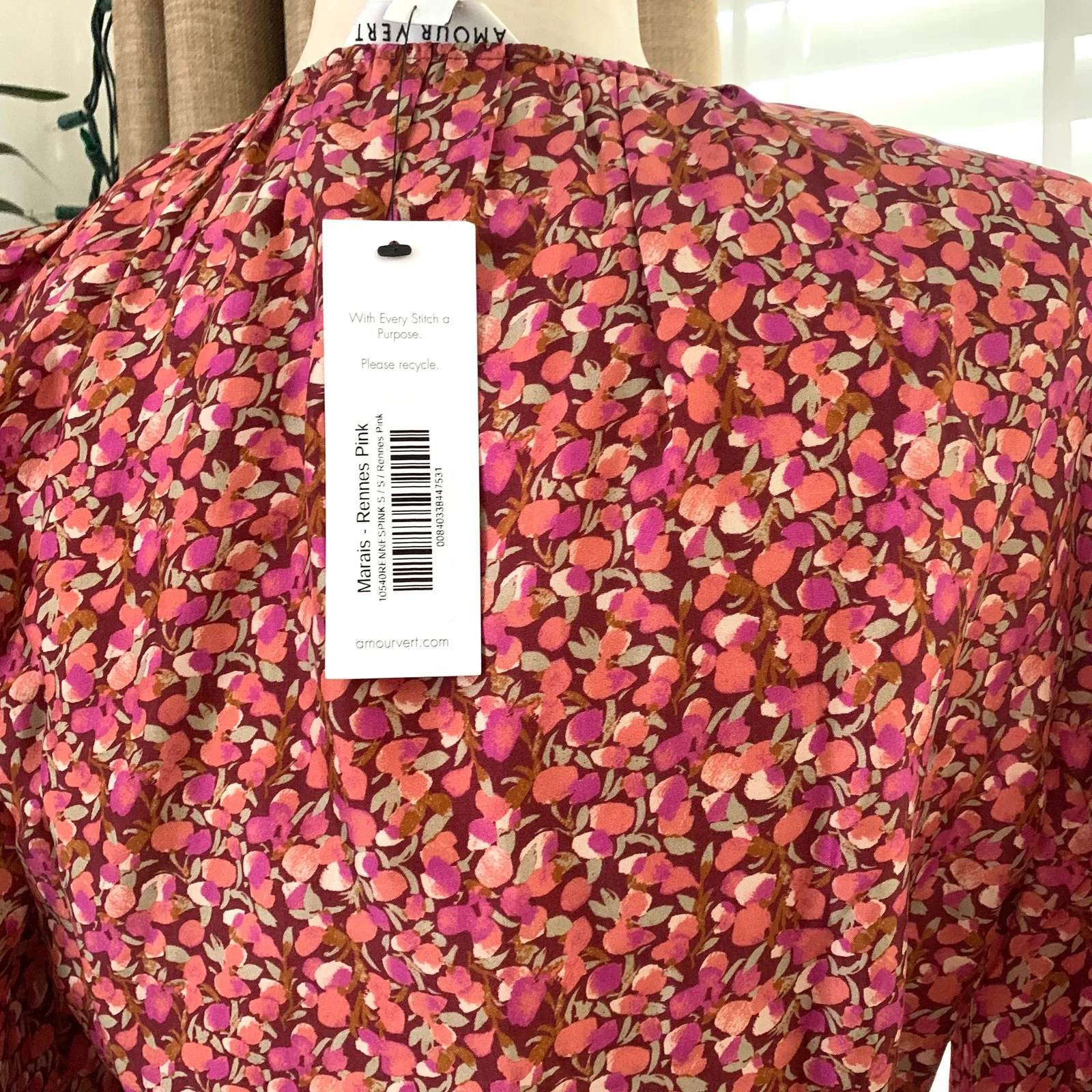 Amour Vert Marais Tie Belt Long Sleeve Mini Dress in Rennes Pink - Image 10