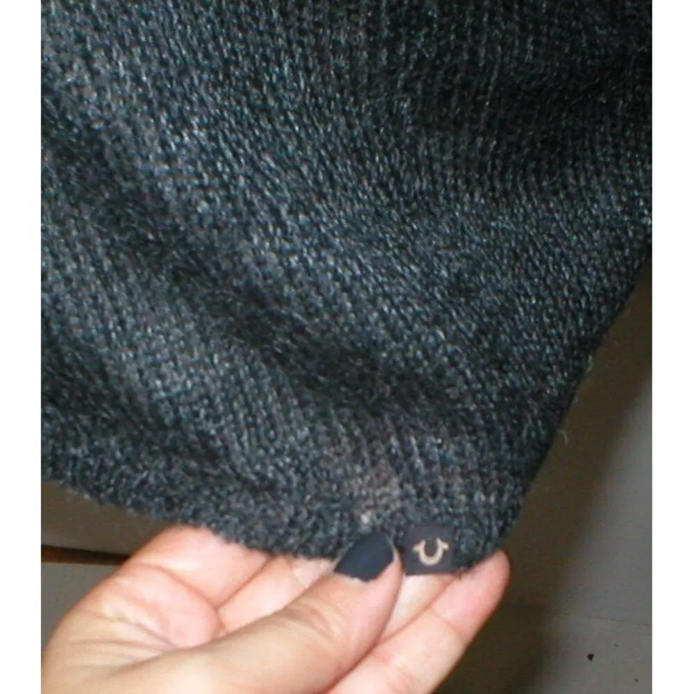 New $168 Womens Mohair True Religion Jeans Sweater Top M Raglan Hi Low Gray Dark - Image 5