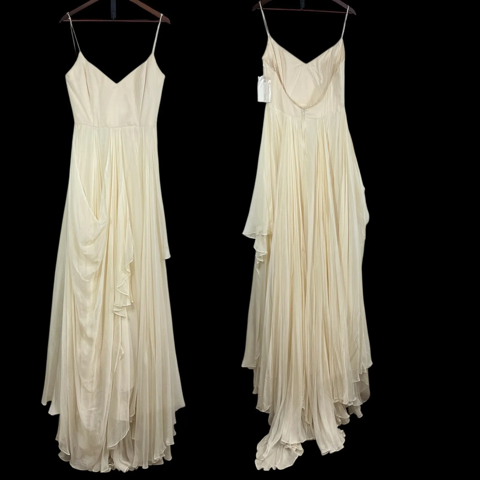 Leanne Marshall Faye Silk Chiffon Gown Ivory Size 12 NWT Bridal Wedding Dress - Image 5