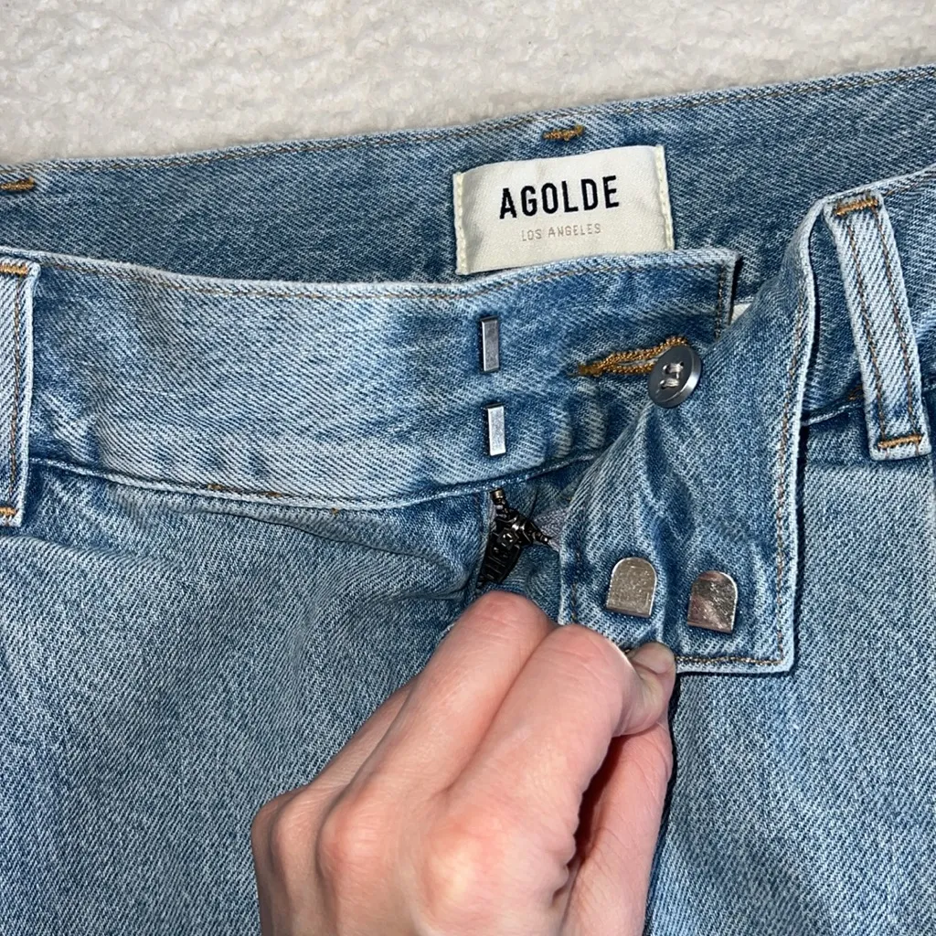 Agolde Becker Raw Hem Denim Mini Skirt Blue Size 30 NWT‎ - Image 8