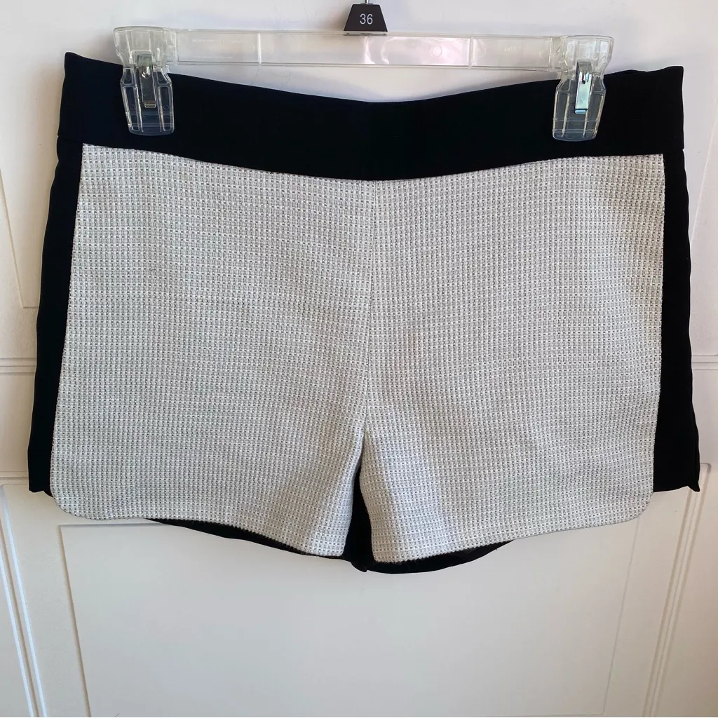 4/$20 J. Crew Dressy Stretchy Flat Front Shorts Black and White - Image 2