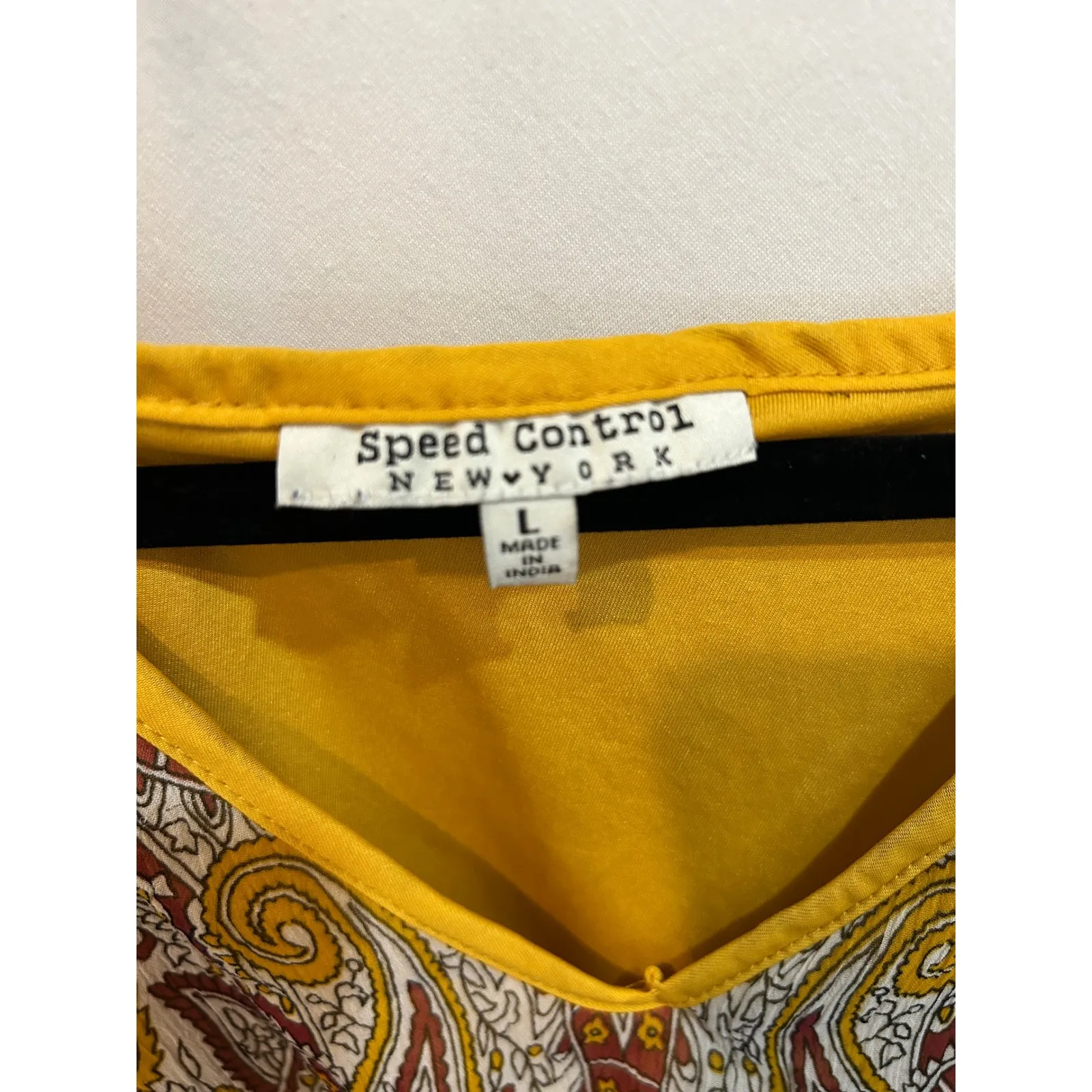 Speed Control New York Paisley Print Tunic Dress Kaftan Cover Up L‎ Yellow Size L - Image 6