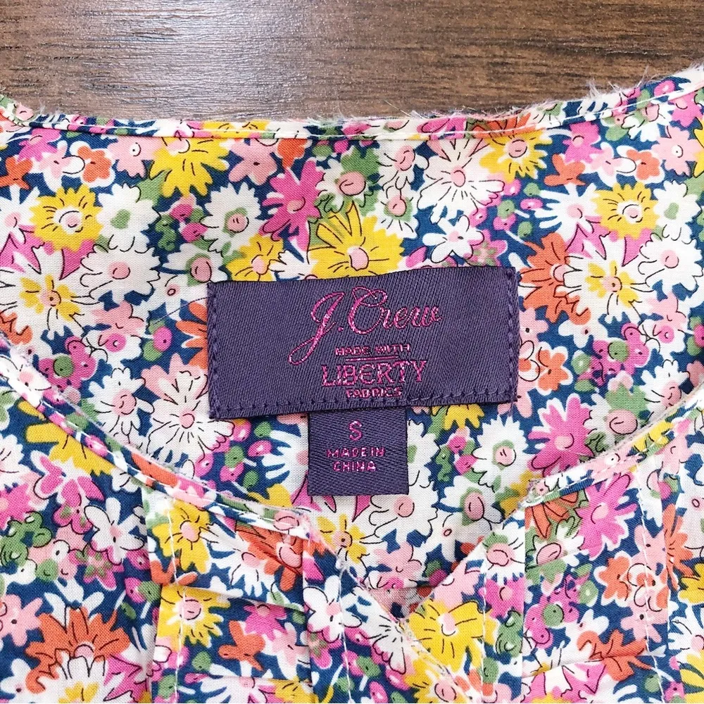 J Crew • Band-collar ruffle-front shirt Liberty Libby floral print button down - Image 5