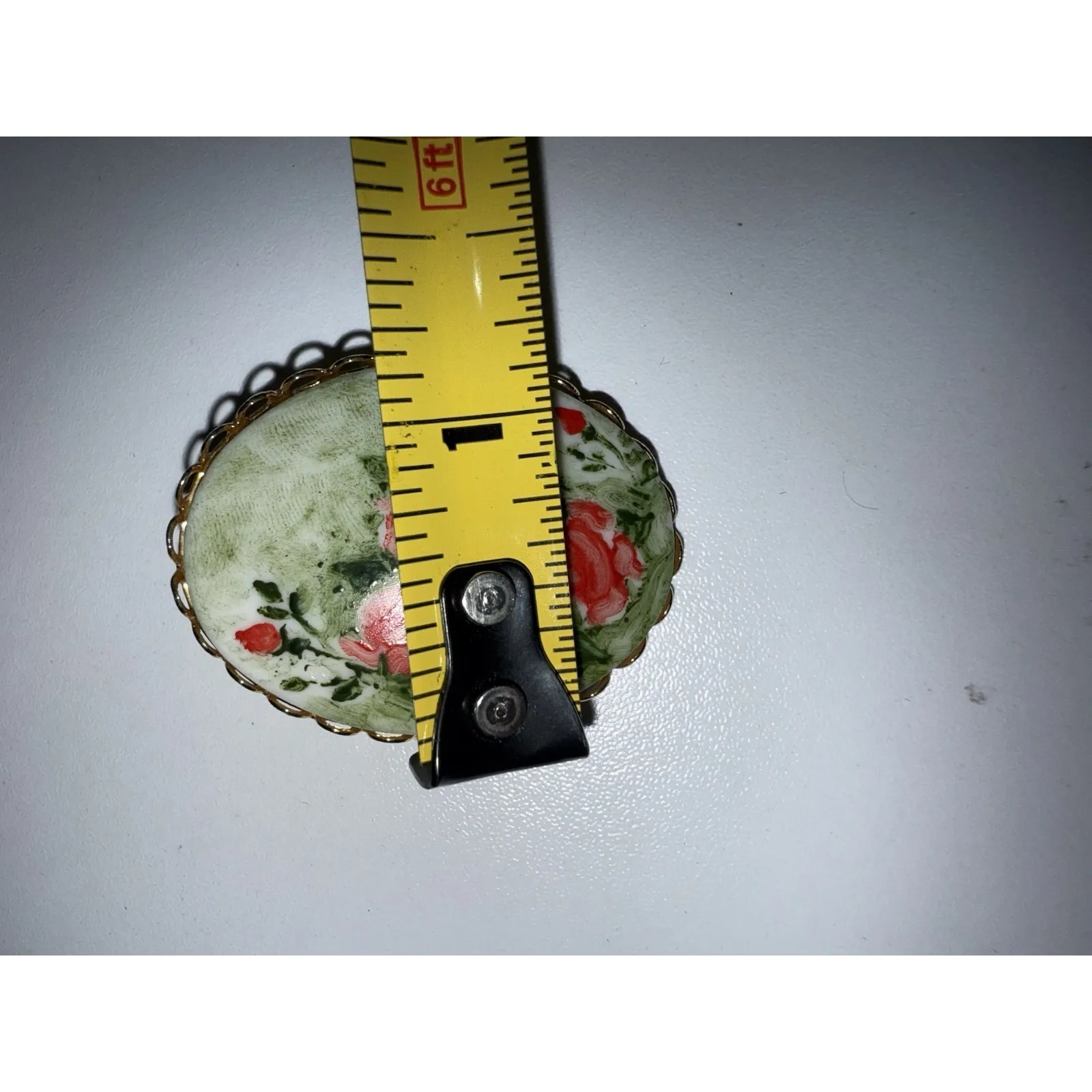 Victorian Style Women's Hand Painted Roses Blue‎ Flowers Porcelain Brooch Pin Blue - Image 3