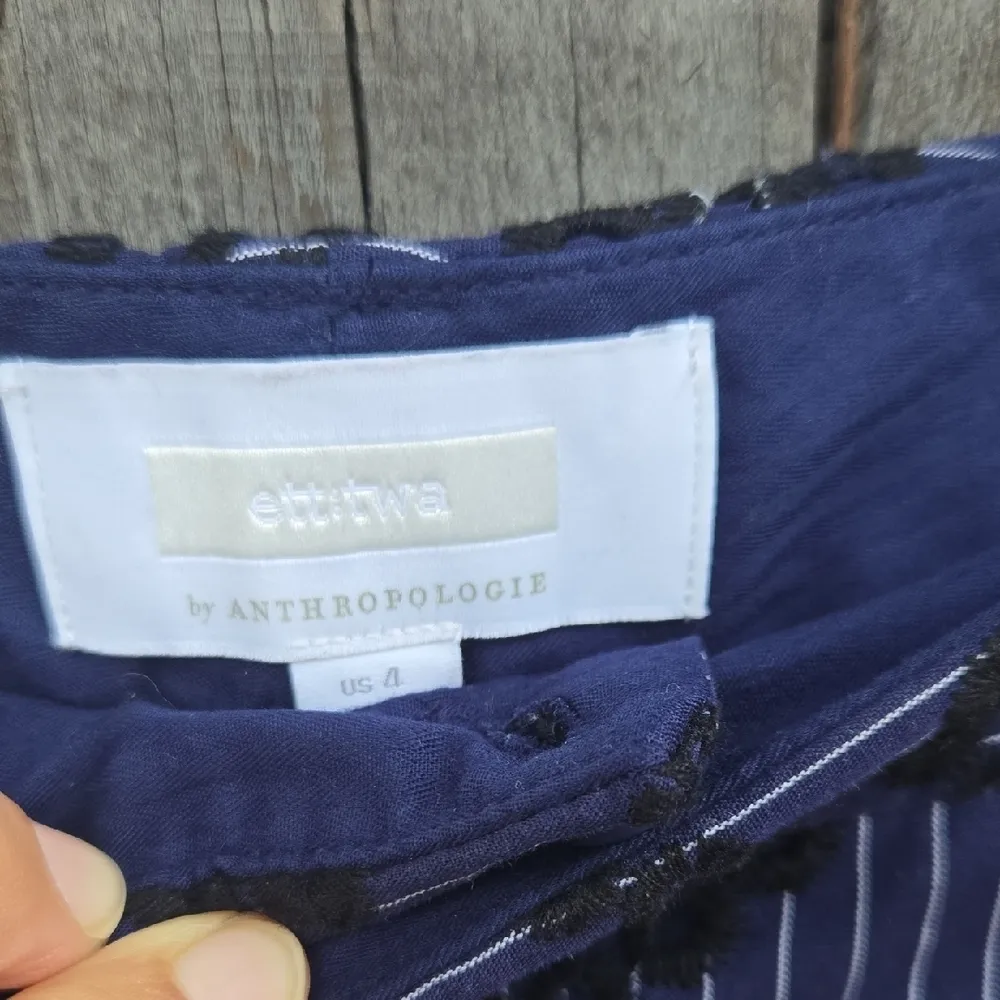 Anthropologie Ett Twa Wide Leg Pants Floral Pull On Cropped Textured - Image 2