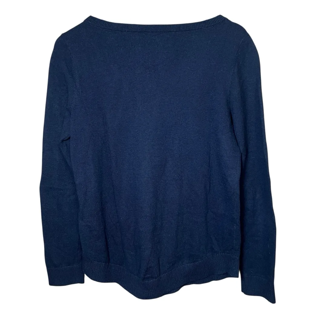 Talbots C’Est La Vie Bateau Neck Navy Pullover Sweater Top Sz Medium Preppy - Image 3