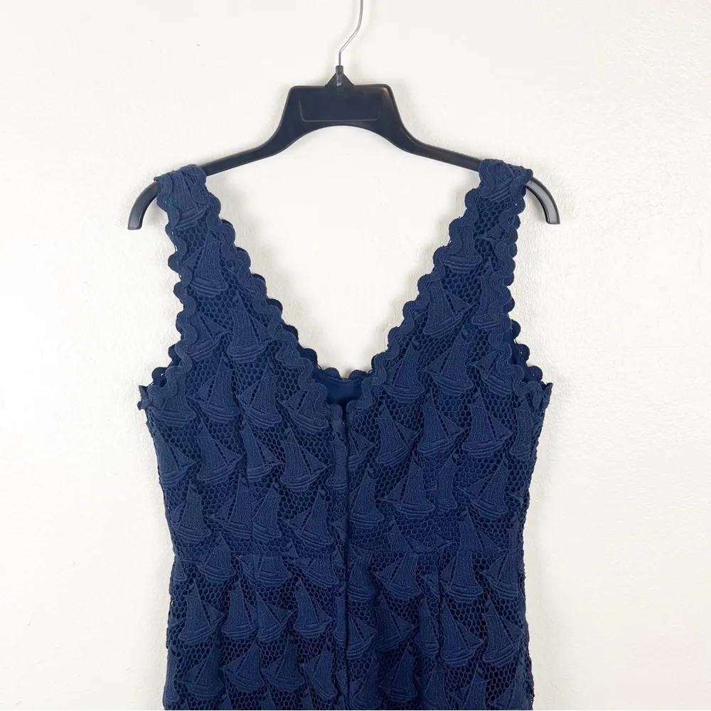 LILLY PULITZER Reeve Sailboat Navy Crochet V-Neck Sleeveless Dress, Size 4 - Image 5