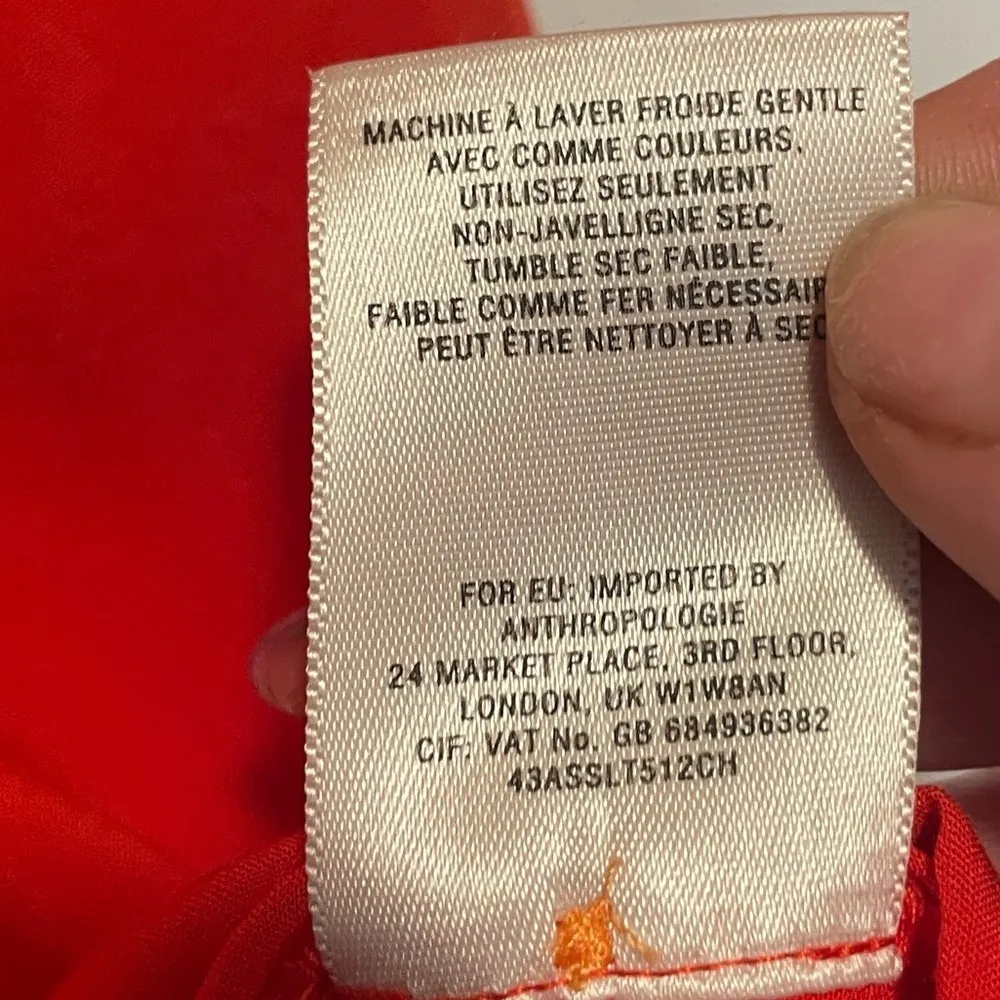 Maeve Anthropologie Bright Red Coral Sleeveless Top Women 6 Rayon  Flowy Airy - Image 10