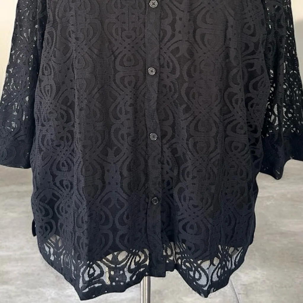 Blair NEW! 2-Piece Black Lace Button-Down Half Sleeve Top Size 3XL - Image 5